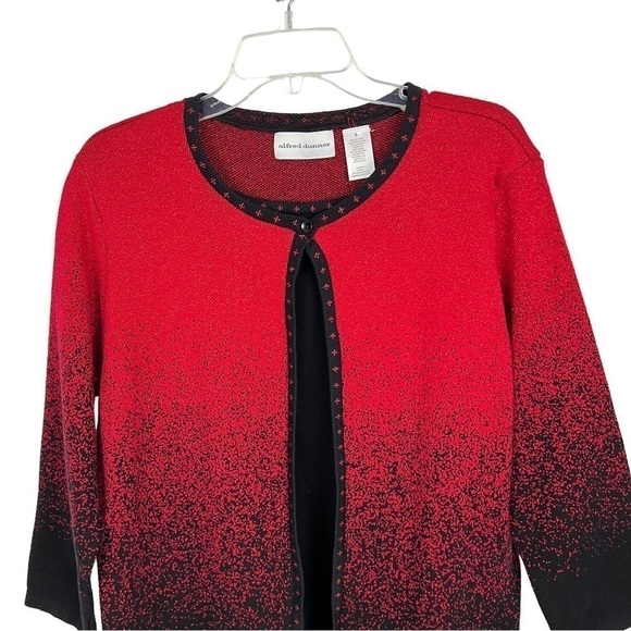 ALFRED DUNNER Women’s Cardigan Sweater Sz Small Red & Black 3/4 Sleeves - Picture 2 of 11